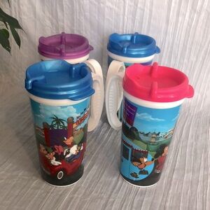 DISNEY WORLD lot of 4 plastic tall travel mugs drink glasses Coronado Springs +